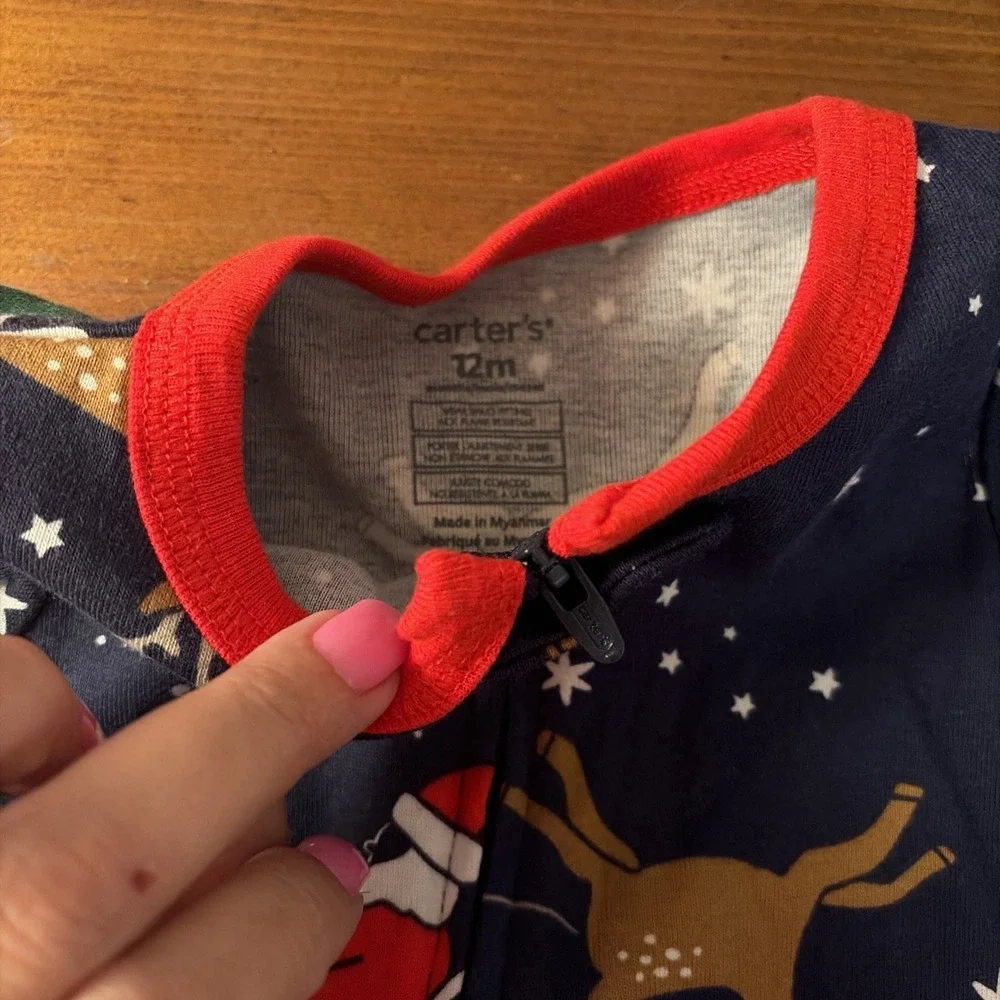 Carter's Blue Reindeer Snug Fit Footie Pajama-Size 12 months‎ NEW $20